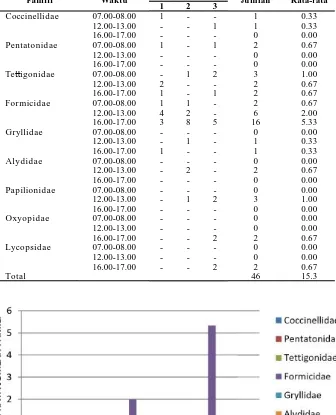 Tabel 1. Distribusi Temporal Arthropoda pada Centella asiatica L. 