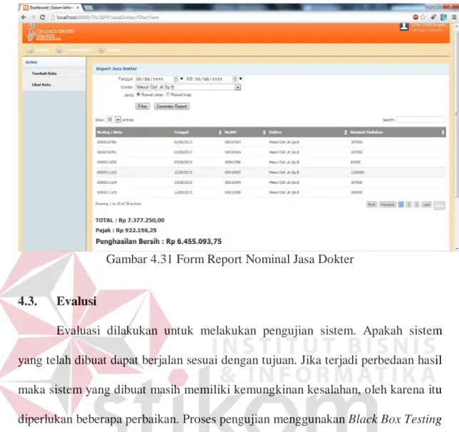 Gambar 4.31 Form Report Nominal Jasa Dokter 