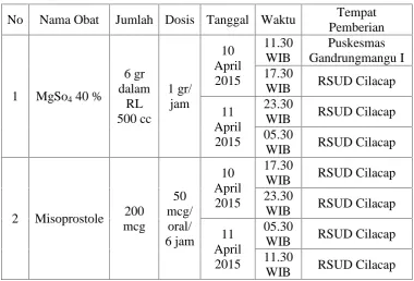 Tabel 4.3 program terapi yang diberikan