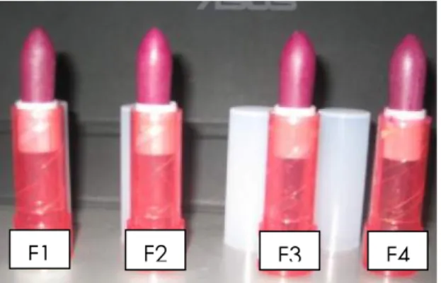 Gambar 5. Sediaan Lipstik Formula I – IV Evaluasi Bobot Rata-rata Lipstik
