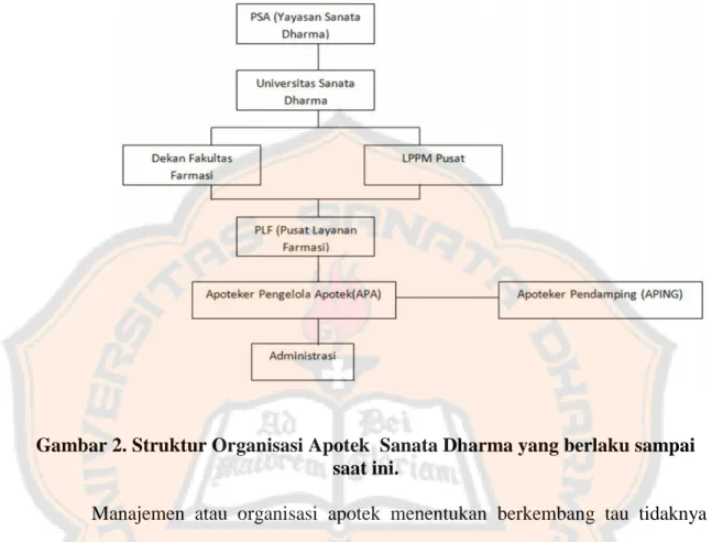 Gambar 2. Struktur Organisasi Apotek  Sanata Dharma yang berlaku sampai  saat ini. 