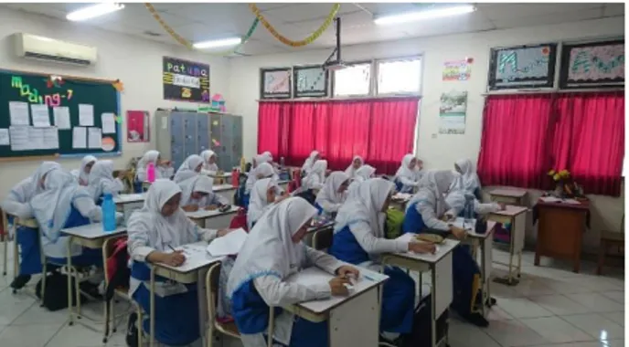 Gambar 3.11 Proses FGD terhadap siswa-siswi SMP Al-Falah Deltasari   Sumber: Olahan Penulis (2018)  