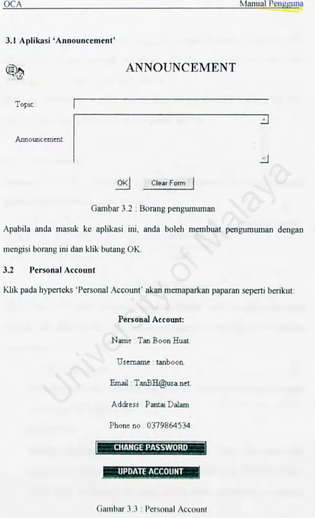 Gambar 3.2 : Borang pengumuman 