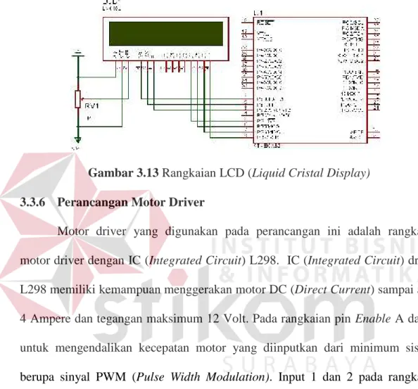 Gambar 3.13 Rangkaian LCD (Liquid Cristal Display) 3.3.6 Perancangan Motor Driver
