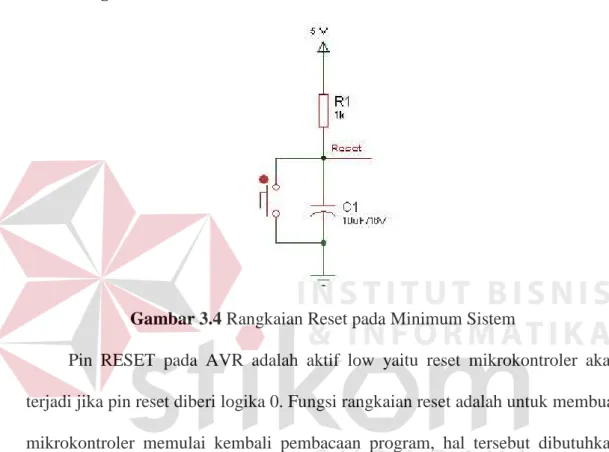 Gambar 3.4 Rangkaian Reset pada Minimum Sistem