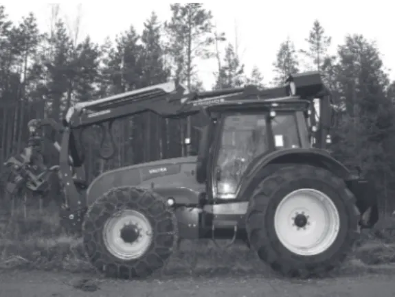 Fig. 1. Forestry-equipped Valtra T171 peat harvesting  tractor (Photo: Juha Laitila /METLA)