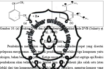 Gambar 11.(a) Reaksi pembakarandan (b) Segitiga api (Hanafi, 2009)