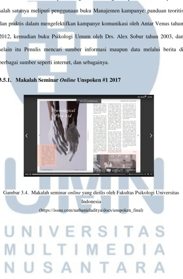 Gambar 3.4.  Makalah seminar online yang dirilis oleh Fakultas Psikologi Universitas  Indonesia 