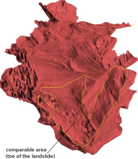 Figure 6. Altitude difference [m] at the toe (MVS -TLS) 