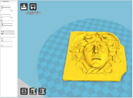 Figure 5. The main screen of Cura; the Medusa mask,  horizontal position, normal view mode  