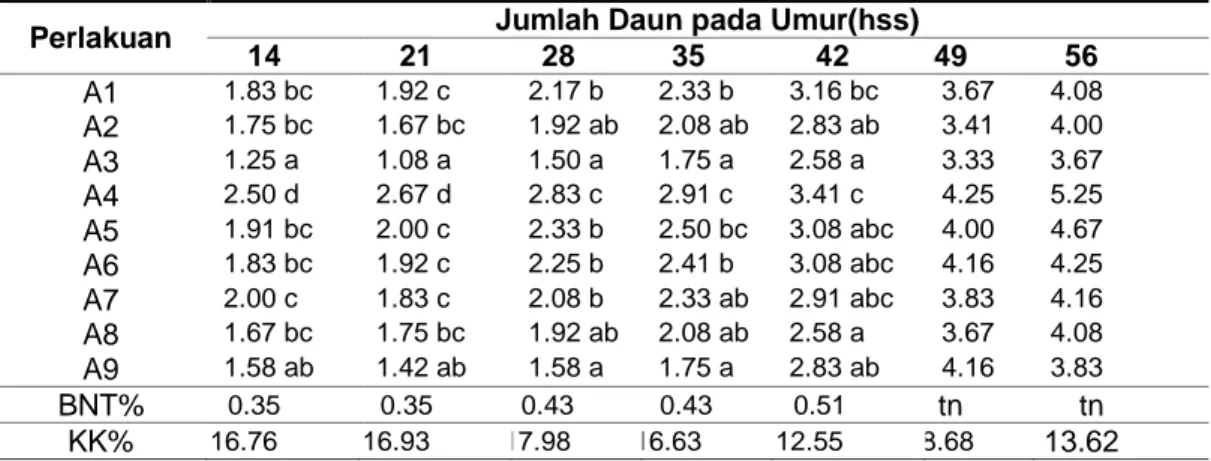 Tabel  2.  Rata-rata  Jumlah  Daun  Eksplan  Anthurium  plowmanii  Croat.  Pada  Berbagai  Umur  Pengamatan 