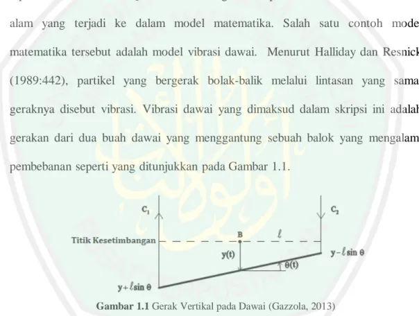 Gambar 1.1 Gerak Vertikal pada Dawai (Gazzola, 2013) 