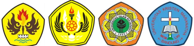 Gambar IV. 4 Logo Universitas Pasundan, Universitas Padjajaran Universitas Islam Majapahit  dan Universitas Kristen  Maranatha 