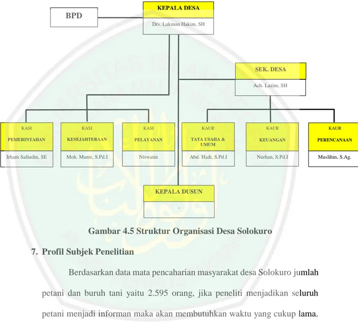 Gambar 4.5 Struktur Organisasi Desa Solokuro  7.  Profil Subjek Penelitian 