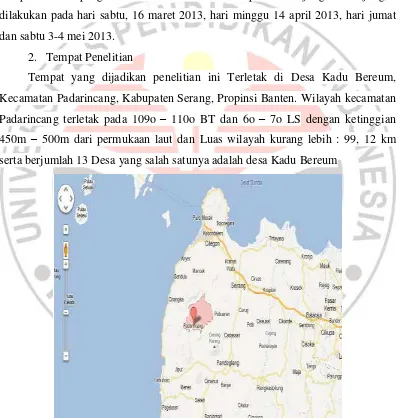 Gambar 3.1.  Peta Kecamatan Padarincang (sumber : https://maps.google.com: 2013) 