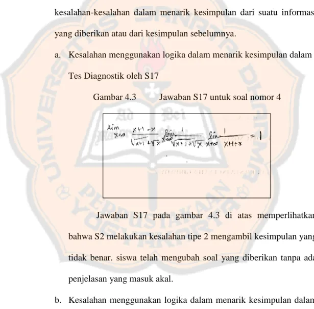 Gambar 4.3  Jawaban S17 untuk soal nomor 4 