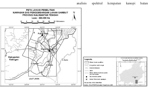 Gambar 1. Peta Lokasi Penelitian pada Bekas Kawasan PLG Provinsi Kalimantan Tengah