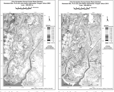 Gambar 2. Peta Kerapatan Kanopi Hutan Rawa                   Gambut Model FCD Citra Landsat 7 ETM  