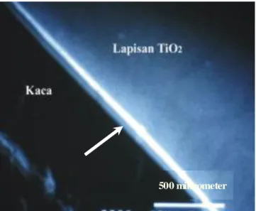 Gambar 2. Foto SEM (cross -section) dari lapisan                       tipis TiO 2 -Ni yang dipanaskan pada  