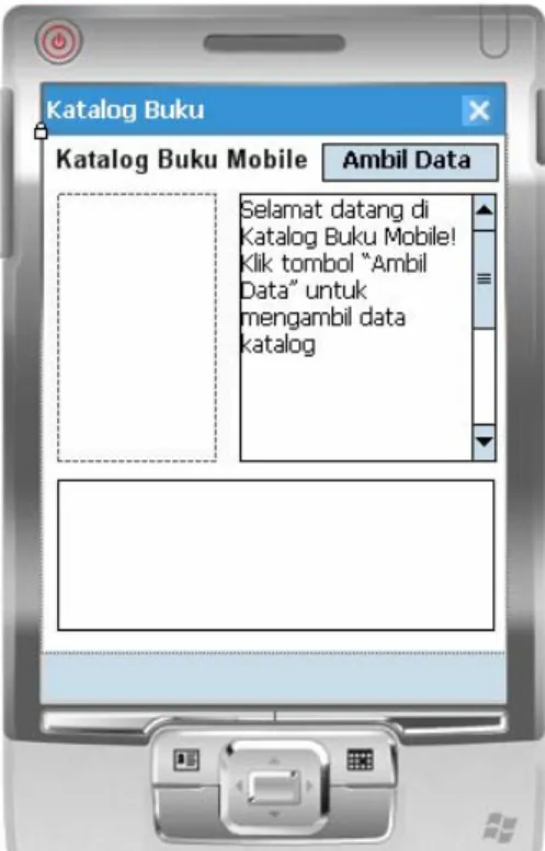 Gambar 2 Susunan User Interface Aplikasi Katalog Buku Mobile 