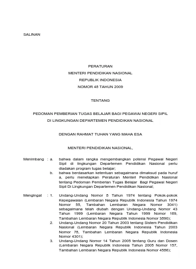 PERATURAN MENTERI PENDIDIKAN NASIONAL REPUBLIK INDONESIA NOMOR 48 TAHUN ...