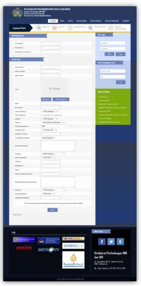 Gambar 1   Antarmuka Form Isian Registrasi user 
