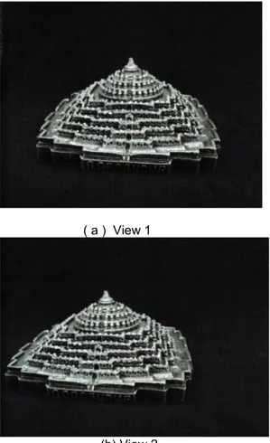 Gambar 5.Citra Borobudur dari dua posisi  Langkah ketiga menghitung Matrik  essential, karena menggunakan satu kamera  yang sama, maka K 1  = K 2 