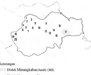 Gambar 2. Peta Daerah Dialek di Provinsi Jambi