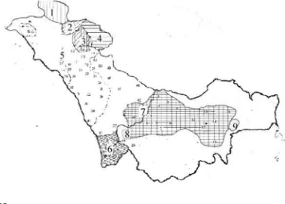 Gambar 3. Peta Daerah Dialek di Provinsi Jambi dan  Sumatera Barat 