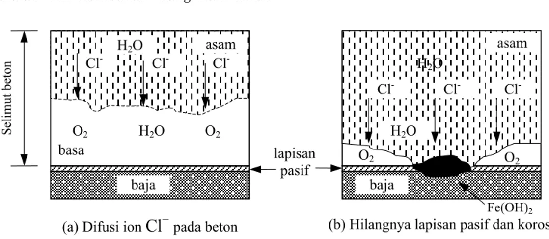 Gambar 2 memperlihatkan model dari hubungan  antara kerusakan bangunan beton akibat korosi  dengan waktu