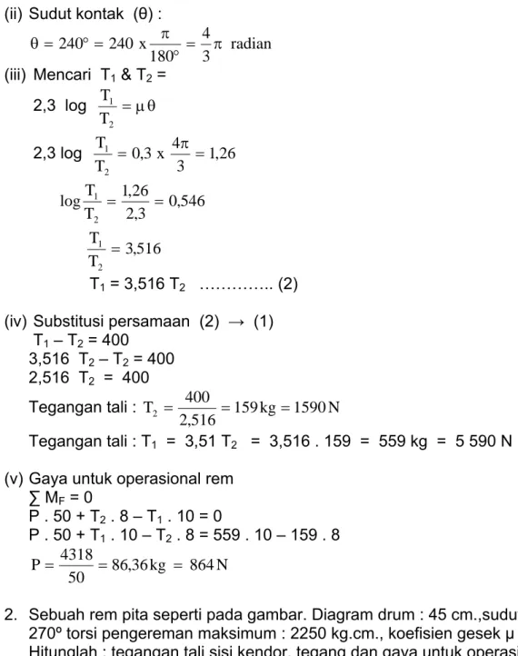 Gambar 10. Konstruksi Rem Pita Soal 2 