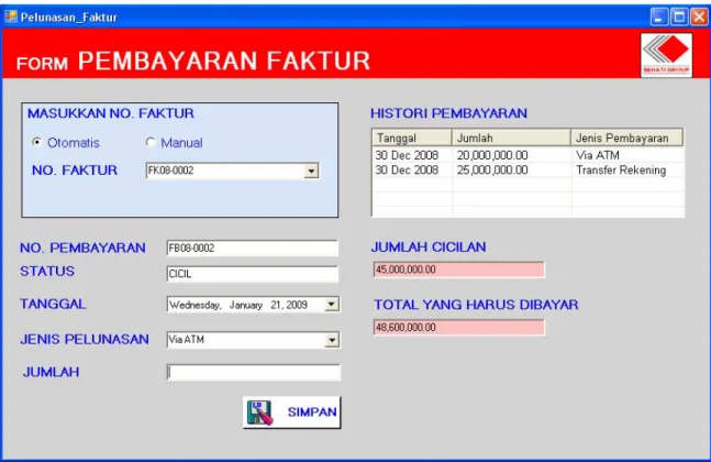 Gambar 4.163 Tampilan Menu Pembayaran Faktur 