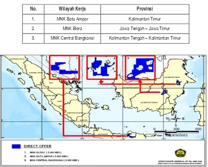 Gambar 3.5 Peta Penawaran Langsung Wilayah Kerja Migas Non Konvensional 2015