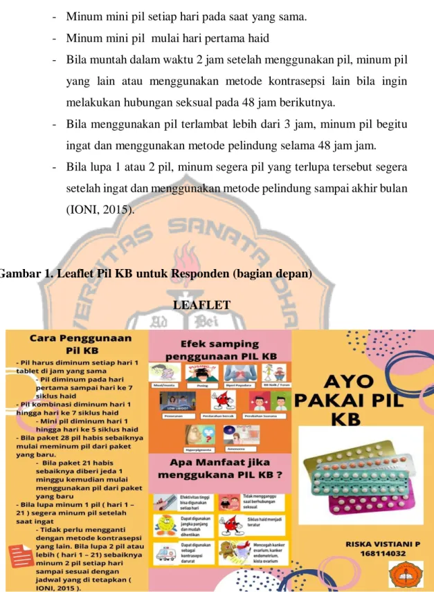 Gambar 1. Leaflet Pil KB untuk Responden (bagian depan)  LEAFLET 