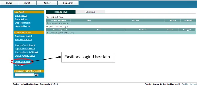 Gambar 12: Login User lain  Tata cara menggunakan fasilitas Login user lain: 