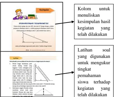 Gambar 9. (a) Tampilan daftar pustaka dan  (b) kunci jawaban (a)  (b)  Kolom  untuk menuliskan kesimpulan hasil kegiatan yang telah dilakukan Latihan  soal yang  digunakan untuk  mengukur tingkat pemahaman siswa  terhadap kegiatan yang telah dilakukan  Gam