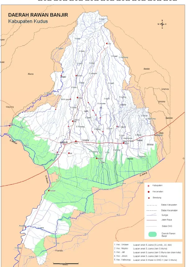 Gambar 2.7. Peta daerah rawan banjir Kabupaten Kudus (Sumber : BPSDA SELUNA) 