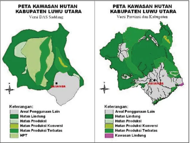 Gambar 4. Peta kawasan hutan Kabupaten Luwu Utara versi Dinas Tata Ruang dan Pemukiman Provinsi 