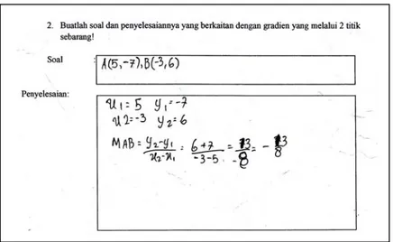 Gambar 4.1. Soal dan penyelesaian yang disusun oleh salah  satu kelompok pada pertemuan pertama  siklus I