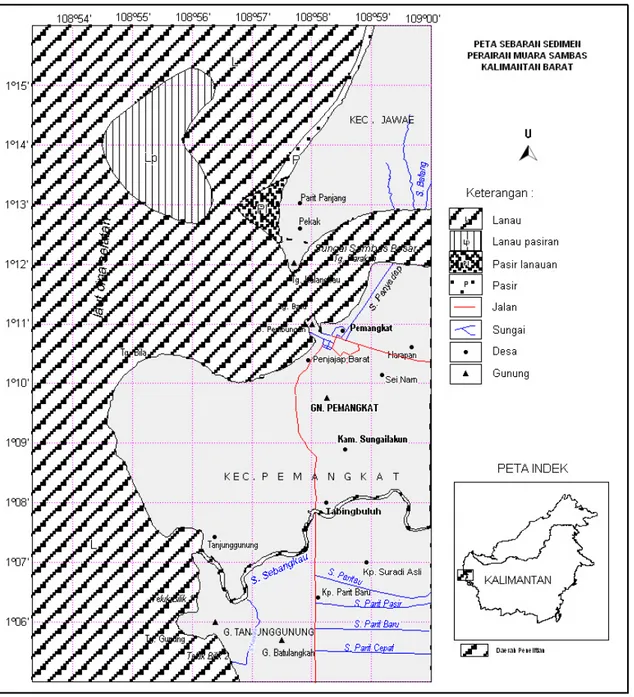 Gambar 2. Peta sebaran sedimen permukaan dasar laut daerah penelitian