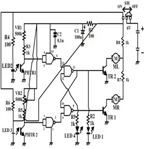 Gambar 3.2 Skema Rangkaian Robot Line  Follower  Sumber : Author Catu Daya IC L9C4Z9 Sensor  Motor 