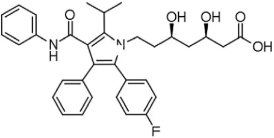 Gambar 2.7. Struktur kimia atorvastatin (Rohilla, 2011) 