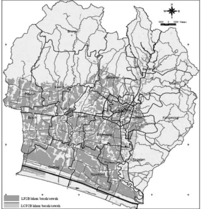 Gambar 6. Peta LP 2 B dan LCP 2 B Lahan Kering di Kabupaten Purworejo 