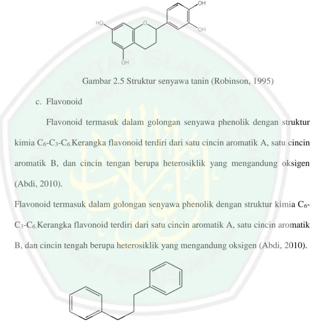 Gambar 2.5 Struktur senyawa tanin (Robinson, 1995)  c.  Flavonoid 