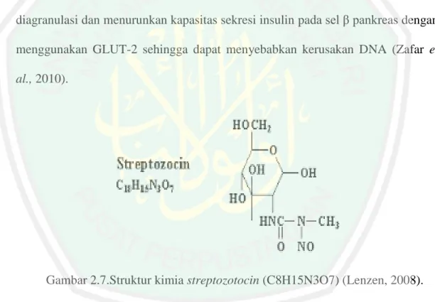 Gambar 2.7.Struktur kimia streptozotocin (C8H15N3O7) (Lenzen, 2008). 