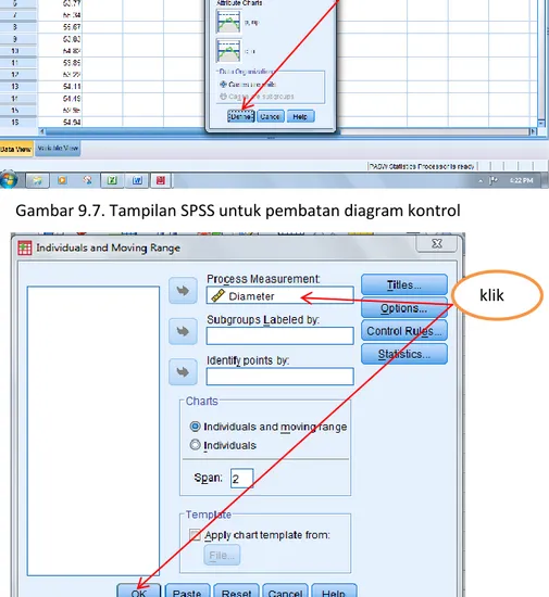 Gambar 9.8. Tampilan SPSS untuk input variabel pada pembuatan diagram kontrol klik 