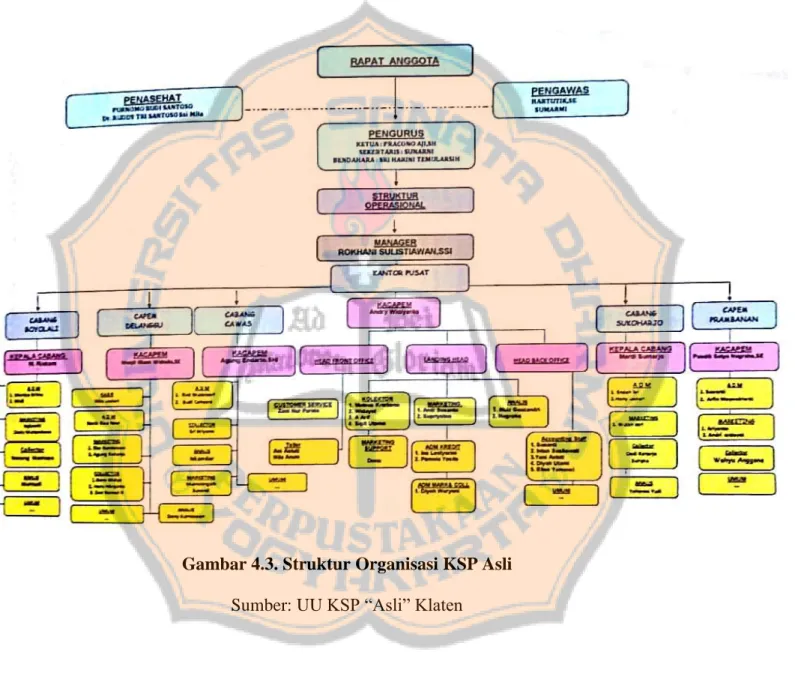 Gambar 4.3. Struktur Organisasi KSP Asli  Sumber: UU KSP “Asli” Klaten 