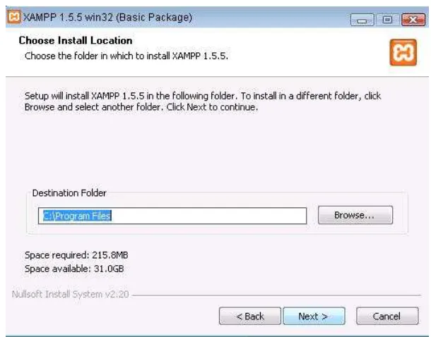 Gambar  3.9 Menentukan folder Instalasi 
