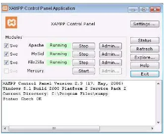 Gambar 3.15 Xampp Control Panel 