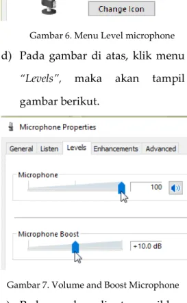 Gambar 6. Menu Level microphone 